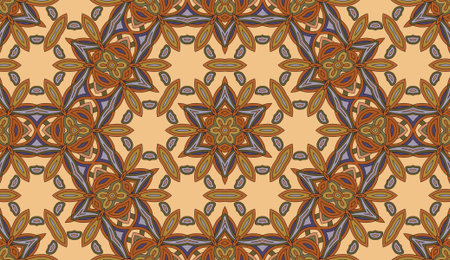 Seamless circular vector pattern. Colored decorative repainting background with tribal and ethnic...