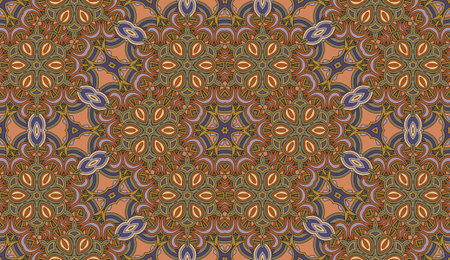 Seamless circular vector pattern. Colored decorative repainting background with tribal and ethnic...