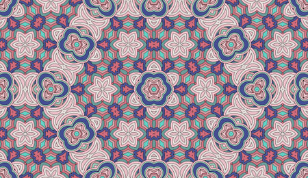 Seamless circular vector pattern. Colored decorative repainting background with tribal and ethnic...