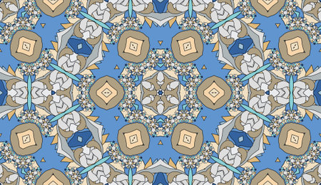Seamless circular vector pattern. Colored decorative repainting background with tribal and ethnic...