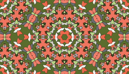 Seamless circular vector pattern. Colored decorative repainting background with tribal and ethnic...