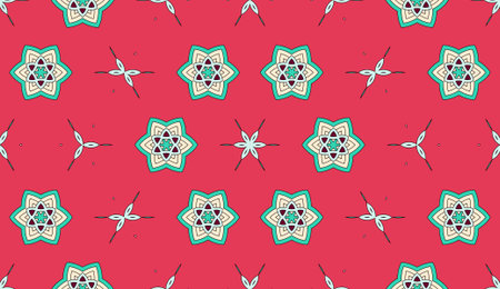 Seamless circular vector pattern. Colored decorative repainting background with tribal and ethnic...