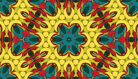 Seamless circular vector pattern. Colored decorative repainting background with tribal and ethnic...