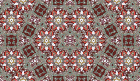 Seamless circular vector pattern. Colored decorative repainting background with tribal and ethnic...