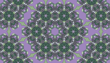 Seamless circular vector pattern. Colored decorative repainting background with tribal and ethnic...