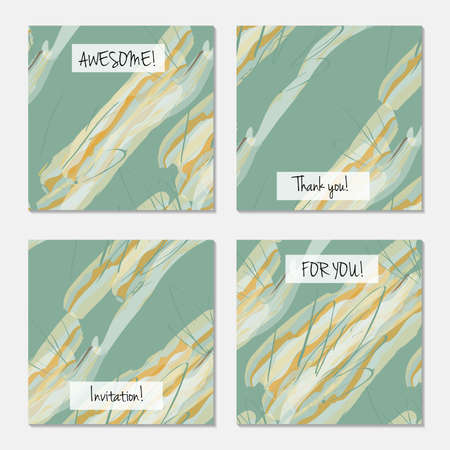 Hand drawn creative universal invitation greeting card template. Abstract scribbles doodles bright colors.Birthday, wedding, party, social media banners templates. Isolated vector card templates.のイラスト素材