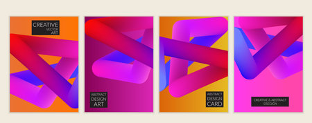 Abstract 3d liquid fluid color shape. Creative modern cover template. Bright neon gradient blend...