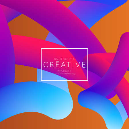 Abstract 3d liquid fluid color shape. Creative Modern Square wed banner template. Bright neon gradient blend creating innovative 3D effect. Art vector background futuristic design.のイラスト素材