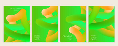 Abstract 3d liquid fluid color shape. Creative modern cover template. Bright neon gradient blend creating innovative 3D effect. Art vector background futuristic design.のイラスト素材