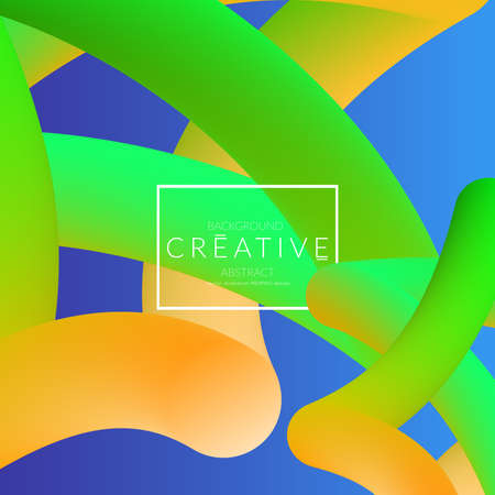 Abstract 3d liquid fluid color shape. Creative Modern Square wed banner template. Bright neon gradient blend creating innovative 3D effect. Art vector background futuristic design.のイラスト素材