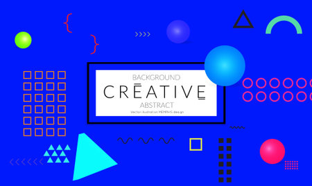 Minimal universal banner templates in Memphis style with 3D shapes. Futuristic retro 3D geometric...