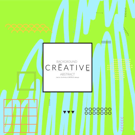 Minimal universal banner templates in Memphis style with abstract hand drawn doodles. Roughly drawn bright trendy textures. Bright neon web banner layout. Vector isolatedのイラスト素材