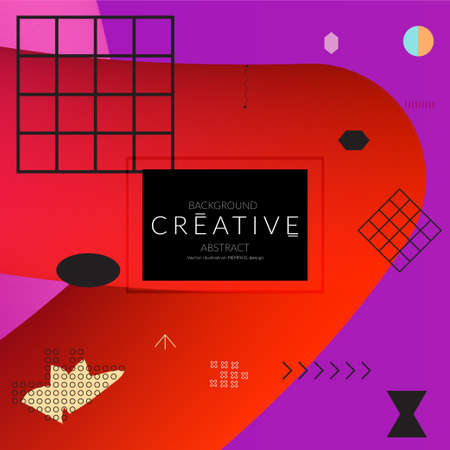 Minimal universal banner templates in Memphis style with abstract hand drawn doodles. Roughly drawn bright trendy textures. Bright neon web banner layout. Vector isolatedのイラスト素材