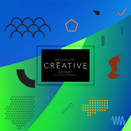 Minimal universal banner templates in Memphis style with abstract hand drawn doodles. Roughly drawn bright trendy textures. Bright neon web banner layout. Vector isolatedのイラスト素材