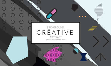 Minimal universal banner templates in Memphis style with abstract hand drawn doodles. Roughly drawn bright trendy textures. Bright neon web banner layout. Vector isolatedのイラスト素材