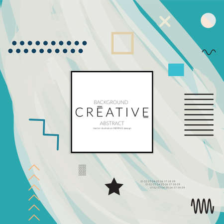 Minimal universal banner templates in Memphis style with abstract hand drawn doodles. Roughly drawn bright trendy textures. Bright neon web banner layout. Vector isolatedのイラスト素材