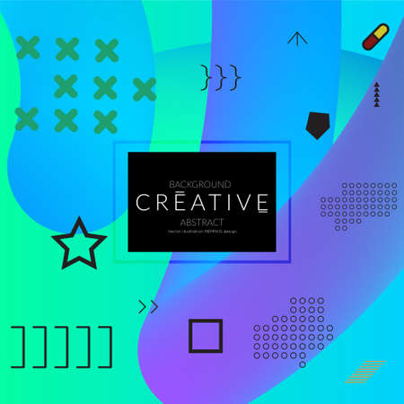 Minimal universal banner templates in Memphis style with abstract hand drawn doodles. Roughly drawn bright trendy textures. Bright neon web banner layout. Vector isolatedのイラスト素材