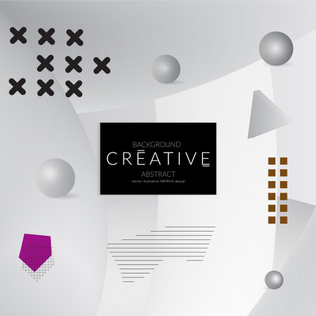 Minimal universal banner templates in Memphis style with 3D shapes. Futuristic retro 3D geometric design. Bright neon web banner layout.のイラスト素材