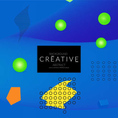 Minimal universal banner templates in Memphis style with 3D shapes. Futuristic retro 3D geometric design. Bright neon web banner layout.のイラスト素材