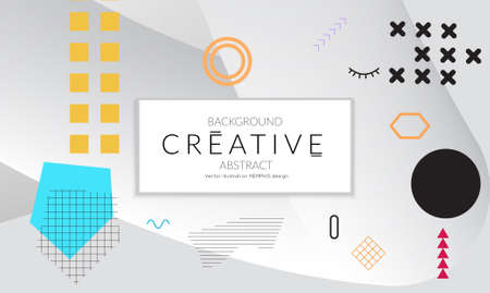 Minimal universal banner templates in Memphis style with abstract hand drawn doodles. Roughly drawn bright trendy textures. Bright neon web banner layout. Vector isolatedのイラスト素材