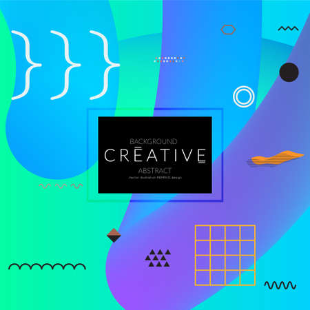 Minimal universal banner templates in Memphis style with abstract hand drawn doodles. Roughly drawn bright trendy textures. Bright neon web banner layout. Vector isolatedのイラスト素材