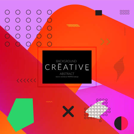 Minimal universal banner templates in Memphis style with abstract hand drawn doodles. Roughly drawn bright trendy textures. Bright neon web banner layout. Vector isolatedのイラスト素材