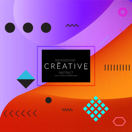 Minimal universal banner templates in Memphis style with abstract hand drawn doodles. Roughly drawn bright trendy textures. Bright neon web banner layout. Vector isolatedのイラスト素材