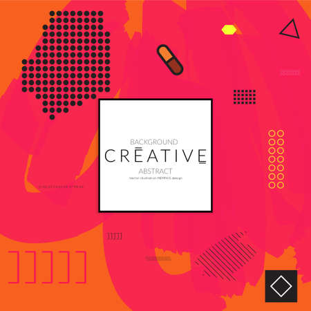 Minimal universal banner templates in Memphis style with abstract hand drawn doodles. Roughly drawn bright trendy textures. Bright neon web banner layout. Vector isolatedのイラスト素材