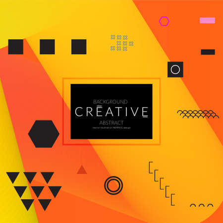 Minimal universal banner templates in Memphis style with abstract hand drawn doodles. Roughly drawn bright trendy textures. Bright neon web banner layout. Vector isolatedのイラスト素材