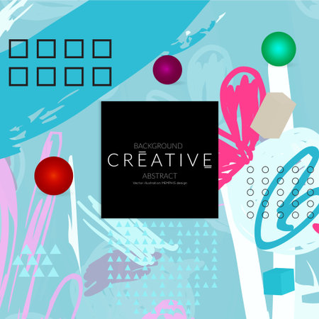 Minimal universal banner templates in Memphis style with 3D shapes. Futuristic retro 3D geometric design. Bright neon web banner layout.のイラスト素材