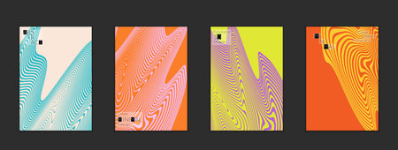 Minimal cover templates with marble striped texture. Abstract bright color splash background. Social...