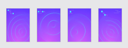 Minimal cover templates with futuristic 3D meshes. Abstract grid shape on bright gradient...