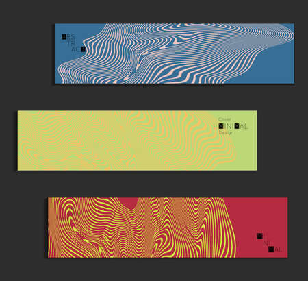 Minimal banner templates with marble striped texture. Abstract bright color splash background. Social media web banner. Future geometric design with colorful marbling pattern on gradient backdrop.のイラスト素材