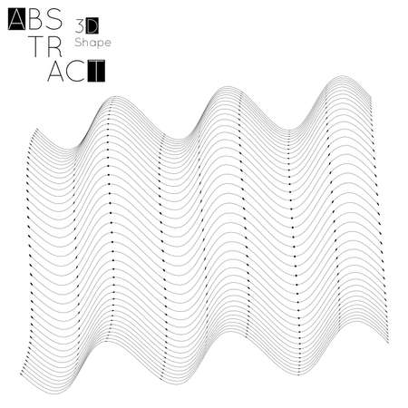 Abstract 3D wireframe geometric shape isolated on white background. Futuristic design element.のイラスト素材