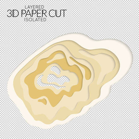 Abstract 3D paper cut art shape. Vector  paper cut layers create topography map concept or smooth origami paper carving craft. Wavy layered material design paper art isolated design element.のイラスト素材