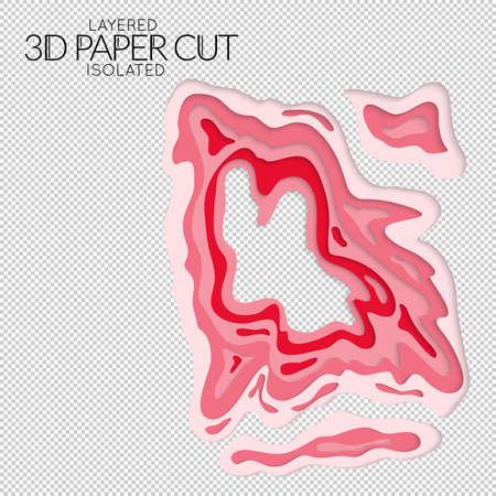 Abstract 3D paper cut art shape. Vector  paper cut layers create topography map concept or smooth origami paper carving craft. Wavy layered material design paper art isolated design element.のイラスト素材