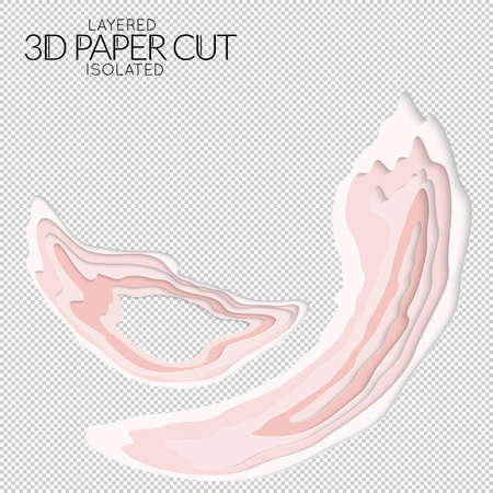 Abstract 3D paper cut art shape. Vector  paper cut layers create topography map concept or smooth origami paper carving craft. Wavy layered material design paper art isolated design element.のイラスト素材