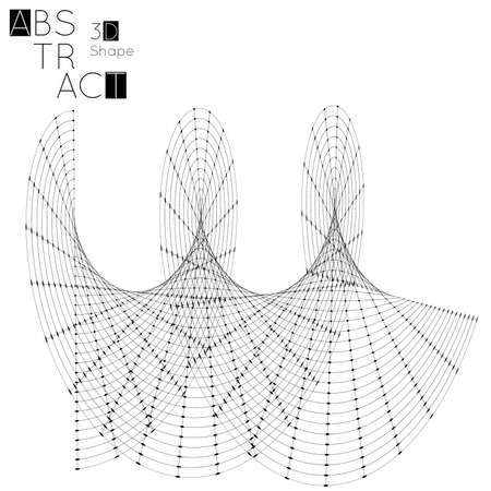 Abstract 3D wireframe geometric shape isolated on white background. Futuristic design element.のイラスト素材