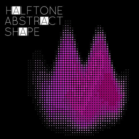 Abstract halftone geometric shape isolated on black background. Futuristic design element. Gradient colored fluid shape.のイラスト素材