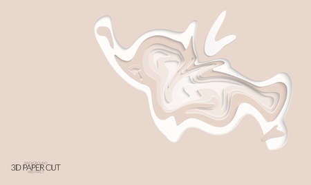 Abstract banner template with 3D paper cut art. Vector  paper cut layers create topography map concept or smooth origami paper carving craft. Wavy layered material design paper art poster.のイラスト素材