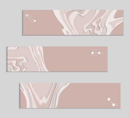 Abstract banner template with 3D paper cut art. Vector  paper cut layers create topography map concept or smooth origami paper carving craft. Wavy layered material design paper art poster.のイラスト素材