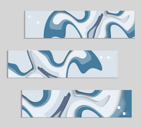 Abstract banner template with 3D paper cut art. Vector  paper cut layers create topography map concept or smooth origami paper carving craft. Wavy layered material design paper art poster.のイラスト素材