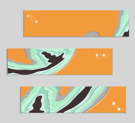 Abstract banner template with 3D paper cut art. Vector  paper cut layers create topography map concept or smooth origami paper carving craft. Wavy layered material design paper art poster.のイラスト素材