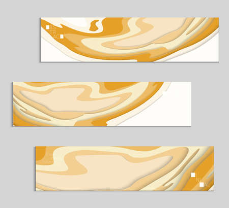 Abstract banner template with 3D paper cut art. Vector  paper cut layers create topography map concept or smooth origami paper carving craft. Wavy layered material design paper art poster.のイラスト素材