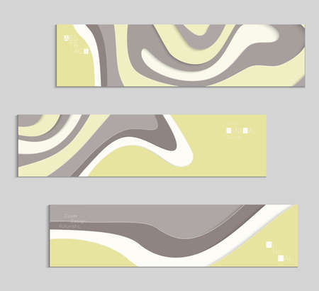 Abstract banner template with 3D paper cut art. Vector  paper cut layers create topography map concept or smooth origami paper carving craft. Wavy layered material design paper art poster.のイラスト素材