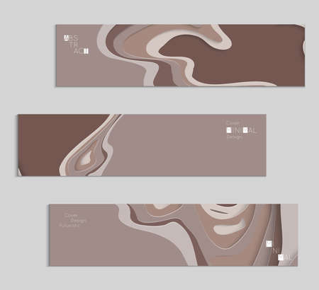 Abstract banner template with 3D paper cut art. Vector  paper cut layers create topography map concept or smooth origami paper carving craft. Wavy layered material design paper art poster.のイラスト素材
