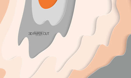 Abstract banner template with 3D paper cut art. Vector  paper cut layers create topography map concept or smooth origami paper carving craft. Wavy layered material design paper art poster.のイラスト素材