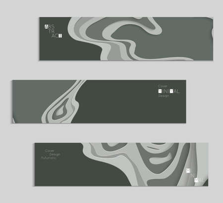 Abstract banner template with 3D paper cut art. Vector  paper cut layers create topography map concept or smooth origami paper carving craft. Wavy layered material design paper art poster.のイラスト素材