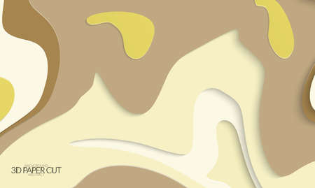 Abstract banner template with 3D paper cut art. Vector  paper cut layers create topography map concept or smooth origami paper carving craft. Wavy layered material design paper art poster.のイラスト素材