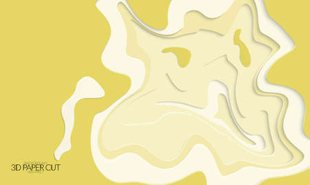 Abstract banner template with 3D paper cut art. Vector  paper cut layers create topography map concept or smooth origami paper carving craft. Wavy layered material design paper art poster.のイラスト素材